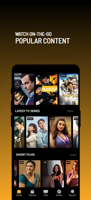 Publisher promotional image showing rows of series and short films in Picasso.